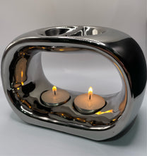 Load image into Gallery viewer, Modern Chrome Double Wax Melt Burner
